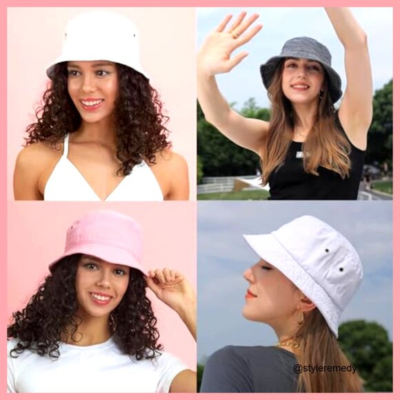 2 Pack Cotton Bucket Hats Packable Sun Protection Travel Beach main image 7